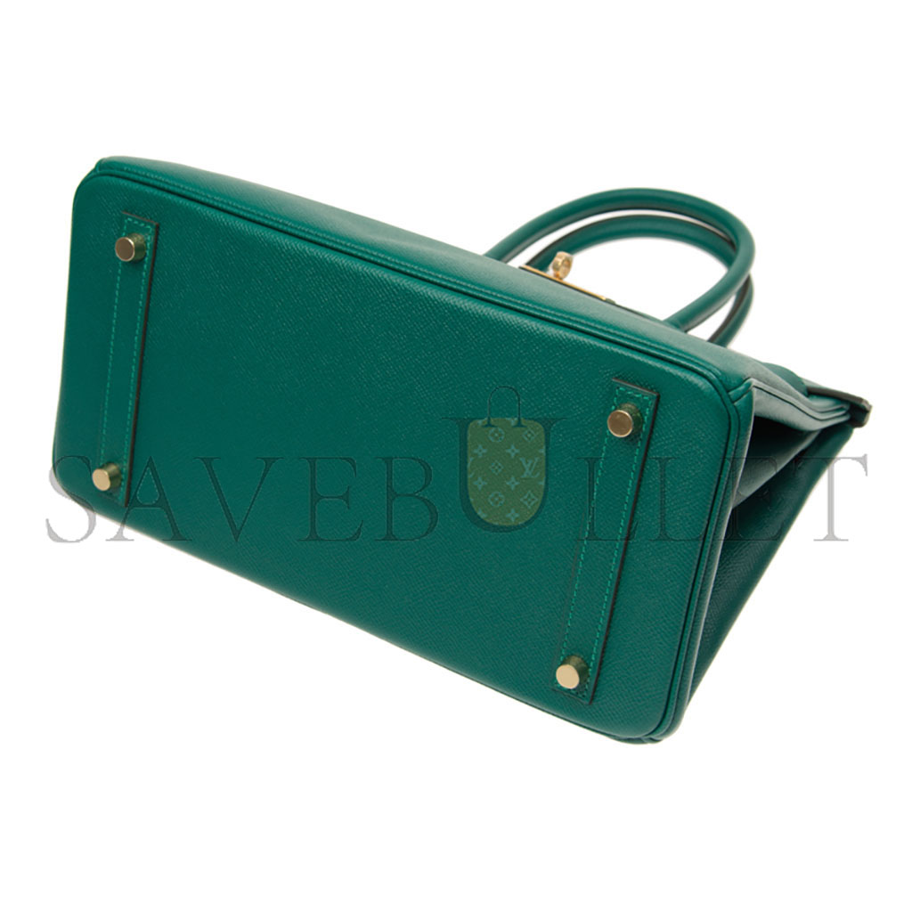 HERMES MASTER BIRKIN 30 EPSOM VELVET GREEN GOLD BUCKLE BAG BK30Z6EPGP (30*23*15cm)